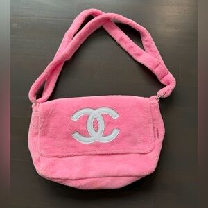 CHANEL Precision VIP Bag in Pink Logo Fleece Crossbody/Shoulder Bag